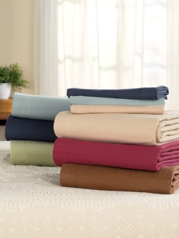 Solid Color Cotton Flannel Sheet Set