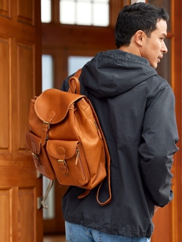 Classic Leather Drawstring Backpack