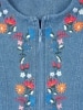 Women's Embroidered Floral Full-Zip Denim Vest