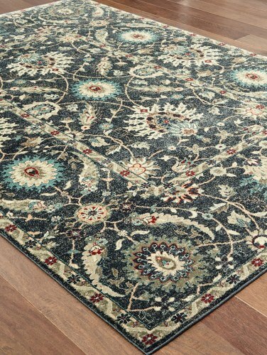 Navy Blue Persian Style Floral Rug Vermont Country Store