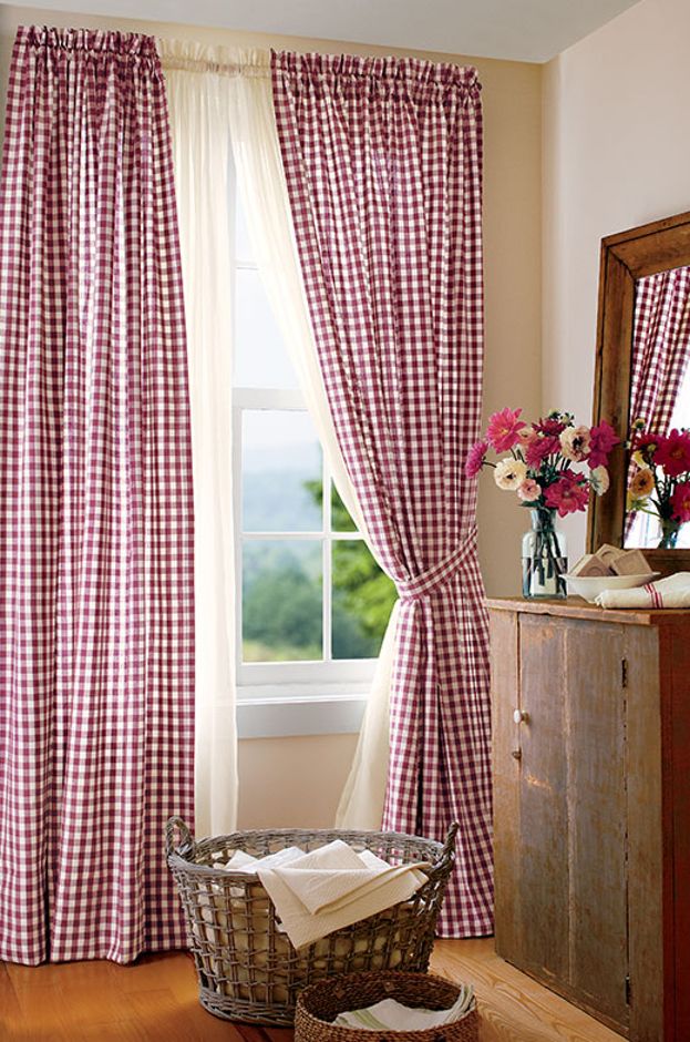 Cabin Check Rod Pocket Curtains