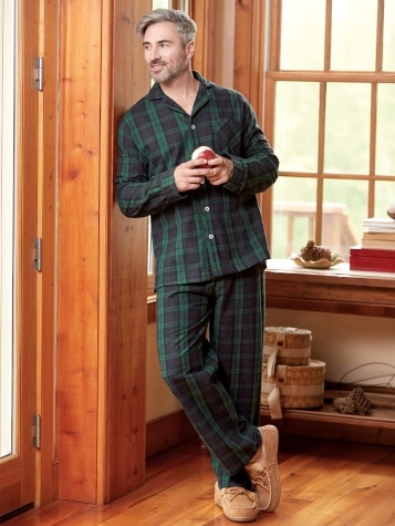 Men's Button-Front Portuguese Cotton Flannel Pajamas