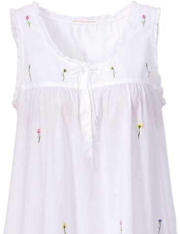 Embroidered Flowers Cotton Nightgown