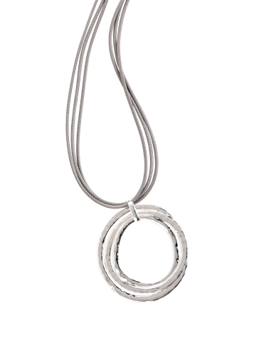 Silver Triple Circle Pendant Necklace