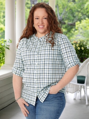 Women's Brushed Cotton Plaid Top
