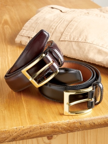 Leather Chino Belt for Men in Black and Brown 