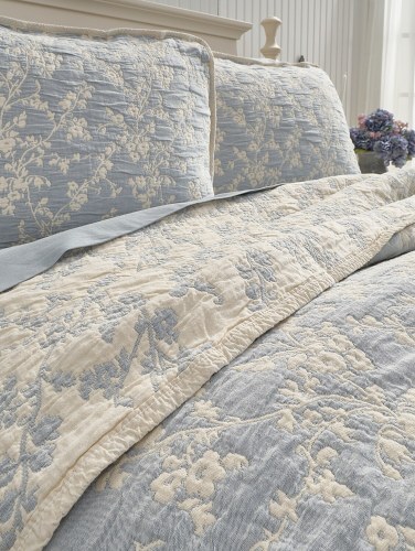 Floral Bedspread In Cotton Soft Reversible Coverlet