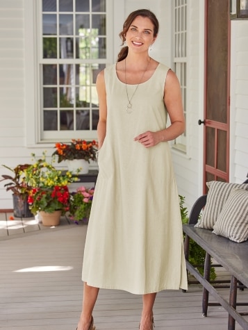 Easy Comfort Linen/Rayon Sleeveless Popover Dress