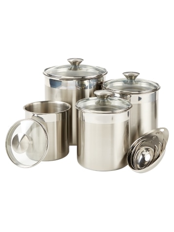 Stainless Steel 8-Piece Canister and Scoop Set
