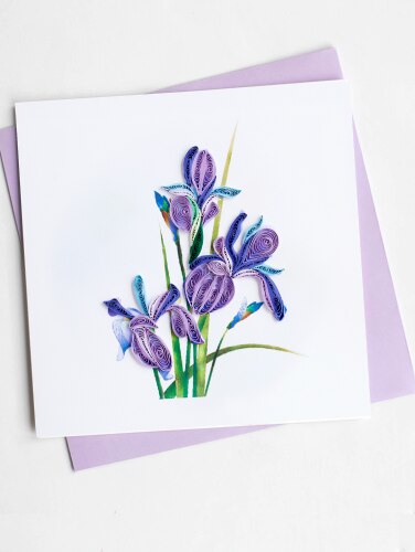 Handmade Quilling Cards With Blooming Iris Design