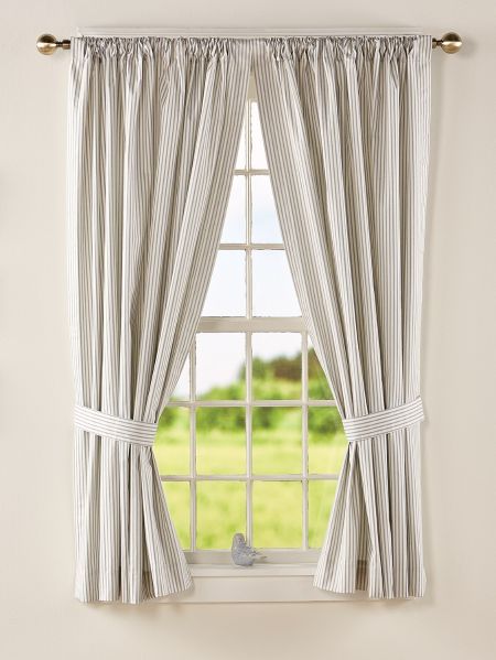 Ticking Stripe Curtain Panels With Tiebacks