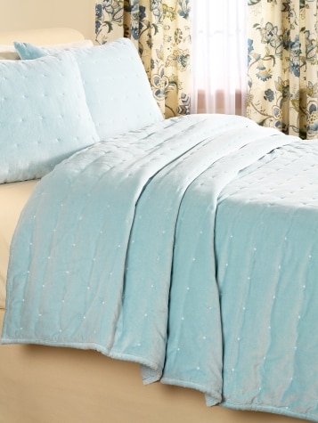 Velvet Dreams Blue Cotton Quilt or Pillow Sham