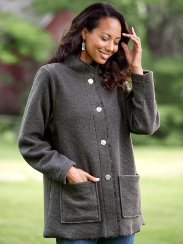 Women's fleece top button jacket
