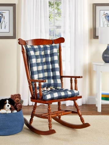 Never-Flatten Buffalo Check Rocker Chair Cushion Set, In 2 Sizes