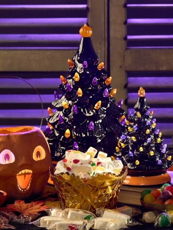 Lighted 13 Inch Ceramic Halloween Tree