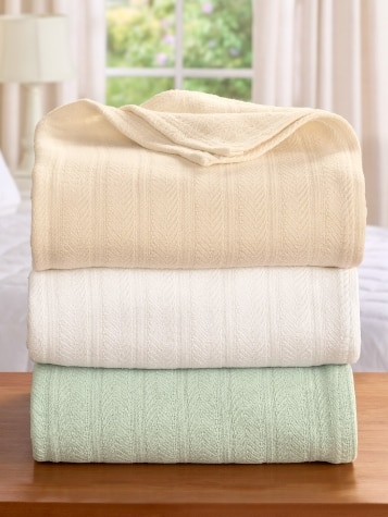 Vellux Cotton Textured Chevron Weave Blanket