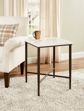 Square Metal Table With Marble Top