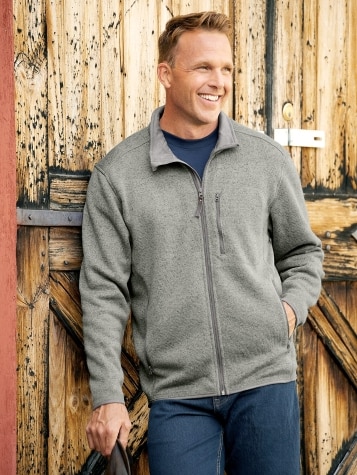 Orton Brothers Sweater-Fleece Jacket in Heather Gray