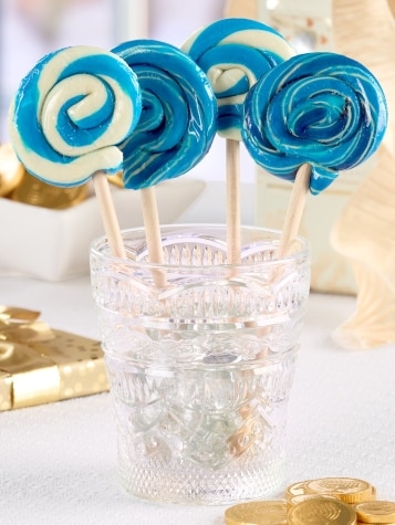 Blue and White Swirl Lollipop, Set of 4
