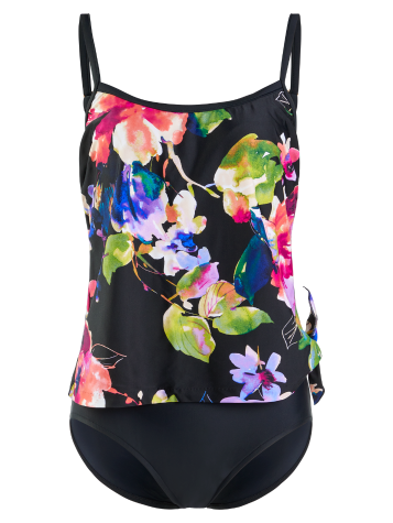 Camellia Faux Tank One-Pc Swimsuit Front