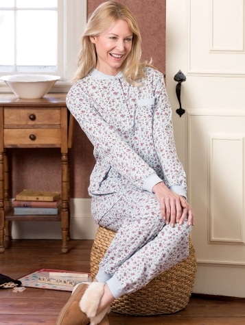 Women's Cotton Jersey Knit Ski Pajamas