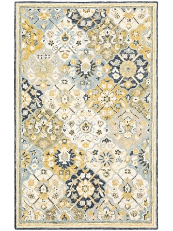 Blue Sun-Washed Medallions Hand-Tufted Wool Rug