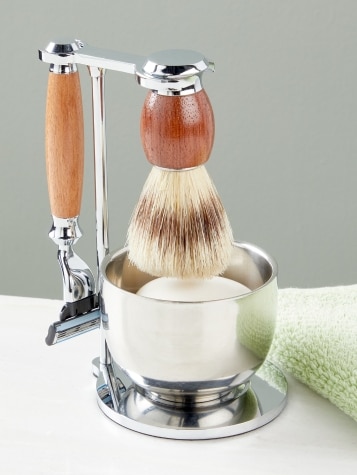Premium Rosewood and Chrome 5-Piece Shave Set