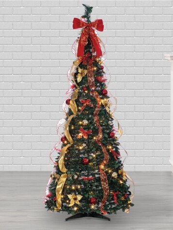 Pre-Lit Artificial Pop-Up Holiday Dream Decorated Christmas Tree