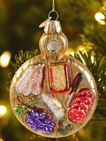 Charcuterie Board Blown-Glass Christmas Ornament