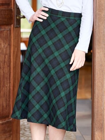 Easy-Care Tartan Skirt for Women 