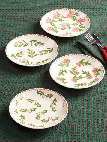 Holly and Sprig Salad Plate, Set of 4