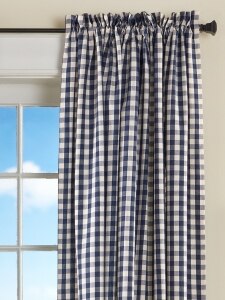 Black Cabin Check Rod Pocket Curtains in Office