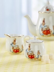 Peter Rabbit Porcelain Sugar Bowl and Creamer Set