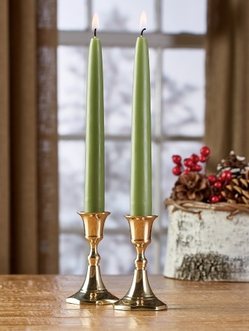 Hand-Dipped Bayberry Taper Candles, One Pair