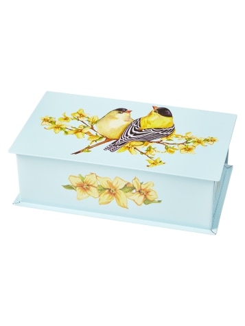 Blue Goldfinch Tin With Honey-Filled Candy Drops