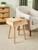 Modern Natural Wood Nightstand/End Table With USB Ports