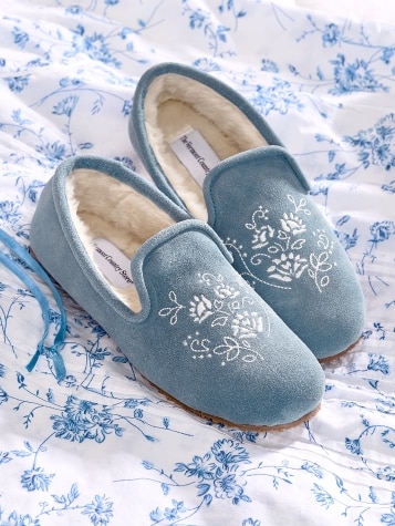 Women's Embroidered Suede Ballet Slippers