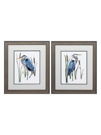 Great Blue Heron Art Print, Set of 2