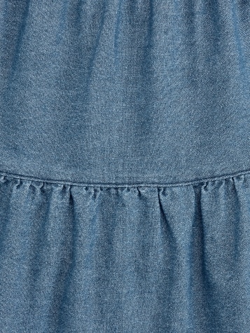 Denim 4-Tier Pull-On Skirt