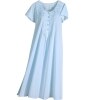 Lace and Floral Cotton Nightgown in Blue