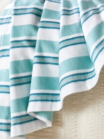 Bold Stripe Blue Brushed-Cotton Blanket