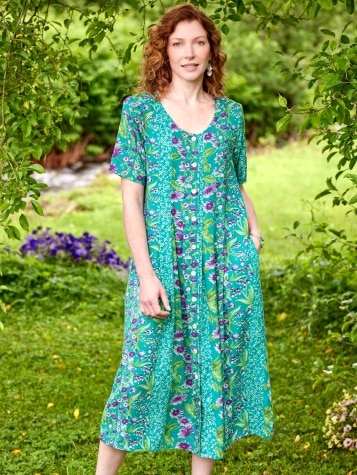 Delightful Garden Button-Front Dress
