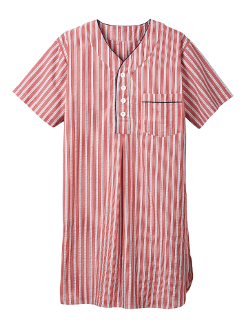 Striped Cotton Seersucker Nightshirt for Men 