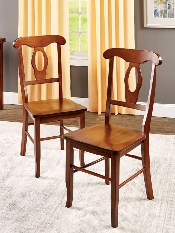 Solid Wood Keyhole-Back Chair, Set of 2