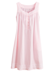 Women's Hand-Embroidered Cotton Chemise Nightgown