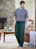 Men's Green & Navy Plaid Silky Fleece Sleep Pant
