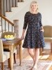 Ella Simone Fit-and-Flare Etched Floral Navy Dress