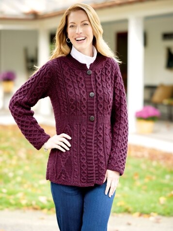 Womens Irish A Line Cardigan Shannon Merino Wool Sweater