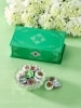 Green Filagree Tin With Foiled Milk Chocolate Violets