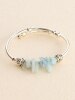 Seafoam Tumbled Glass Memory Wire Blue Bracelet 